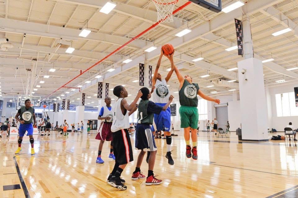 Youth playing basketball